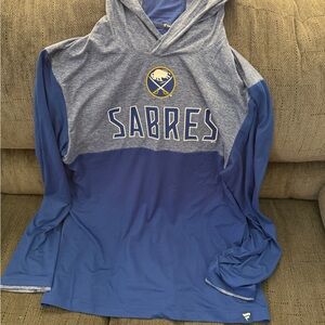 NHL Buffalo Sabres Blue and Heather lightweight Hooded Long Sleeve